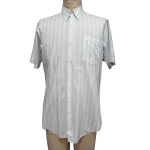 Vtg Pierre Balmain Paris Shirt EU41 White Pinstripe Short Sleeve Button Down